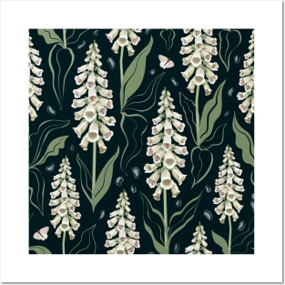 Foxgloves pattern dark Posters and Art